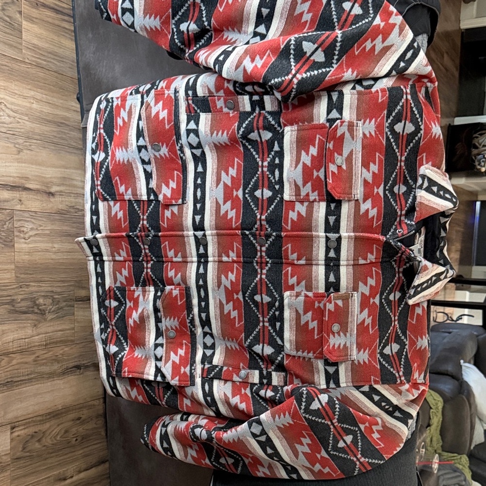 Cinch Aztec-Print Jacket in Red, Black & Cream